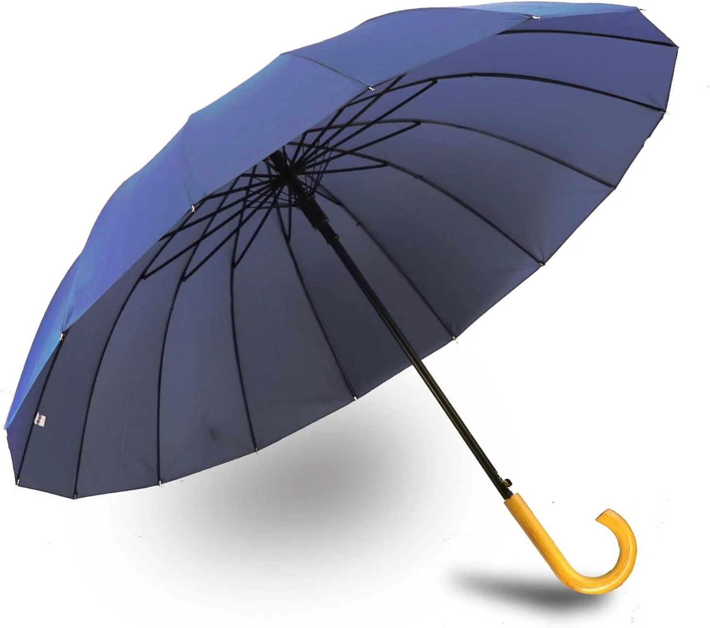 MRTLLOA 52 Inch Windproof Large Umbrellas for Rain, 16 Ribs, J Wooden Handle, 210T High-density Fabric Golf Stick Umbrella