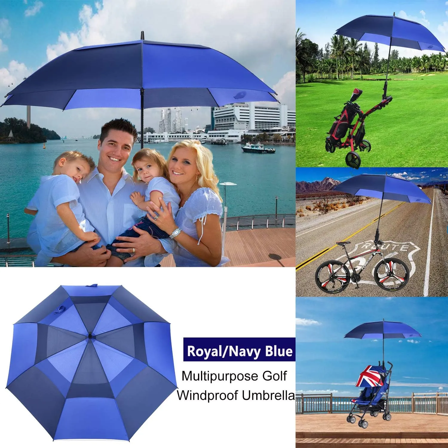 MRTLLOA 54/62/68/72 Inch Automatic Open Golf Umbrella, Extra Large Oversize Double Canopy Vented Windproof Waterproof Stick Umbrellas for Rain
