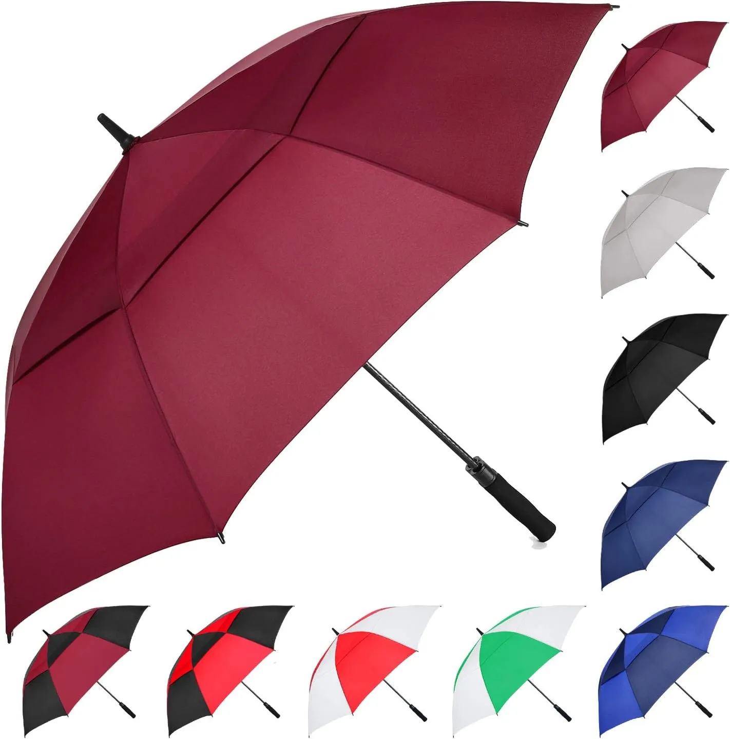 MRTLLOA 54/62/68/72 Inch Automatic Open Golf Umbrella, Extra Large Oversize Double Canopy Vented Windproof Waterproof Stick Umbrellas for Rain