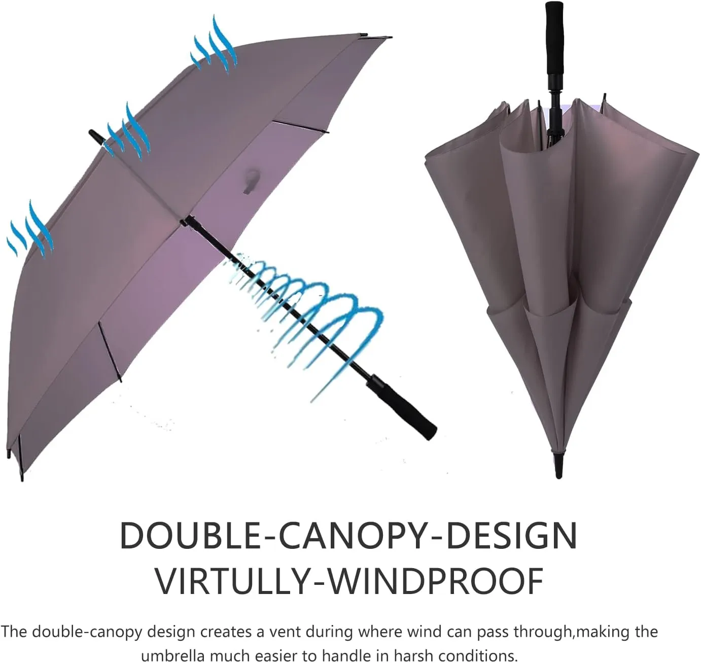 MRTLLOA 54/62/68/72 Inch Automatic Open Golf Umbrella, Extra Large Oversize Double Canopy Vented Windproof Waterproof Stick Umbrellas for Rain