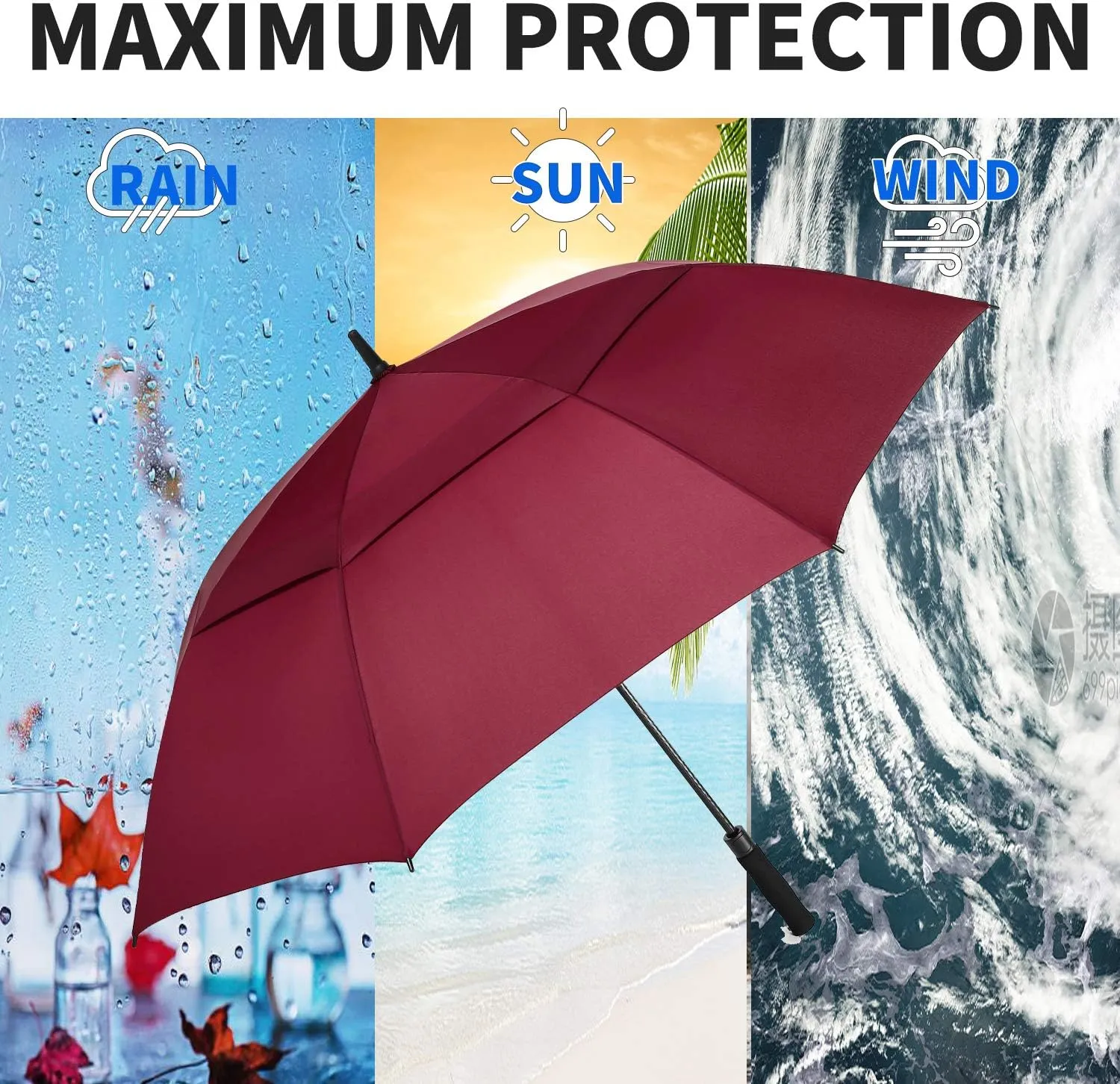 MRTLLOA 54/62/68/72 Inch Automatic Open Golf Umbrella, Extra Large Oversize Double Canopy Vented Windproof Waterproof Stick Umbrellas for Rain