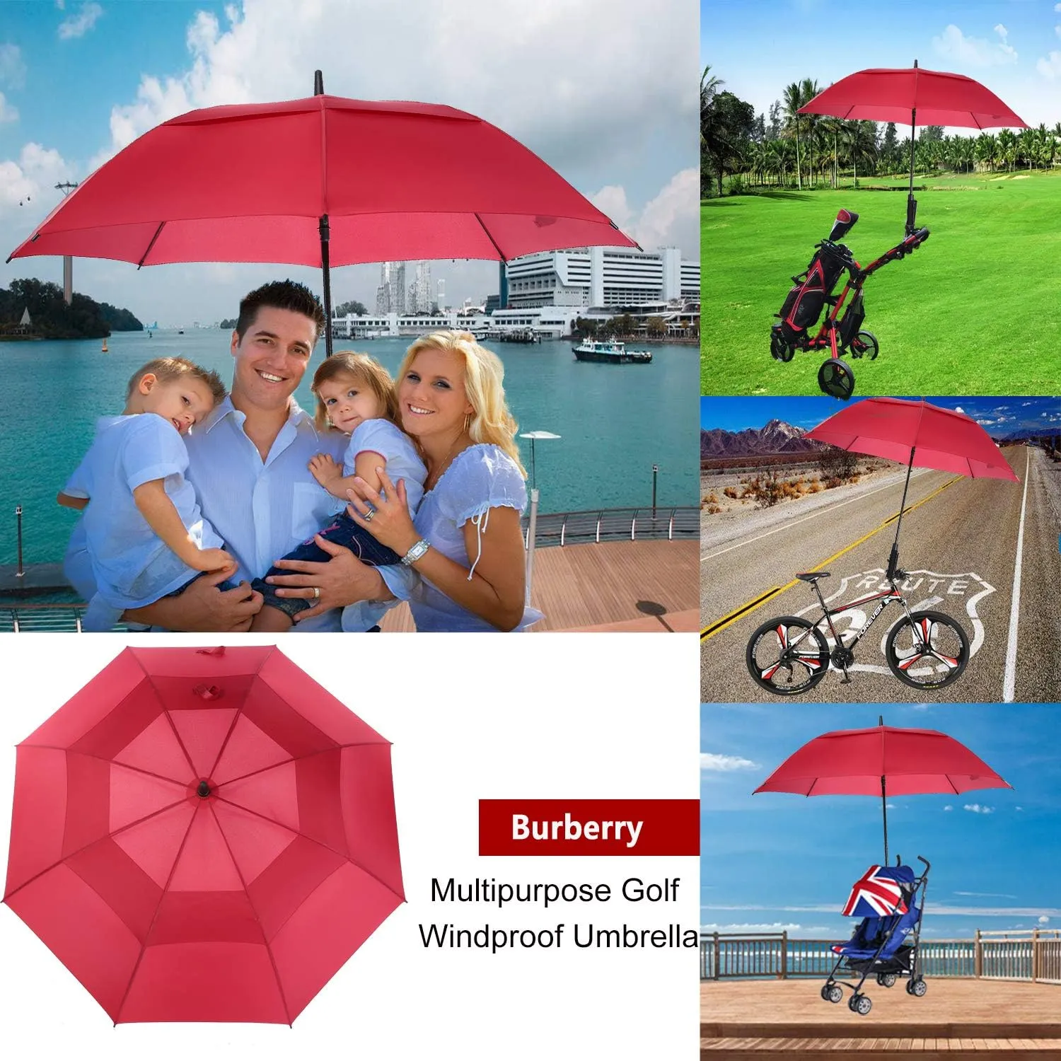 MRTLLOA 54/62/68/72 Inch Automatic Open Golf Umbrella, Extra Large Oversize Double Canopy Vented Windproof Waterproof Stick Umbrellas for Rain