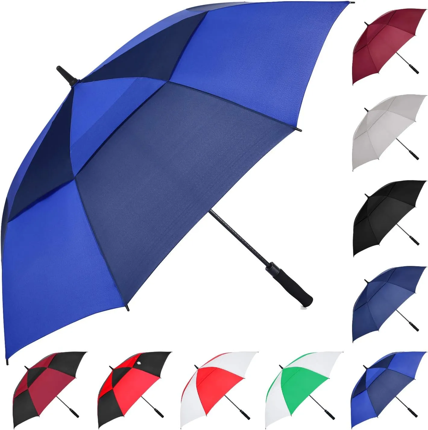 MRTLLOA 54/62/68/72 Inch Automatic Open Golf Umbrella, Extra Large Oversize Double Canopy Vented Windproof Waterproof Stick Umbrellas for Rain