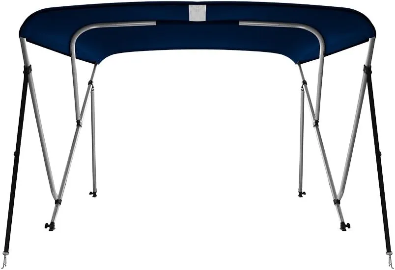 MSC 3 Bow 4 Bow Bimini Top Boat Cover,600D Solution Dyed Polyester,2 Support Poles& 4 Adjustable Straps Included