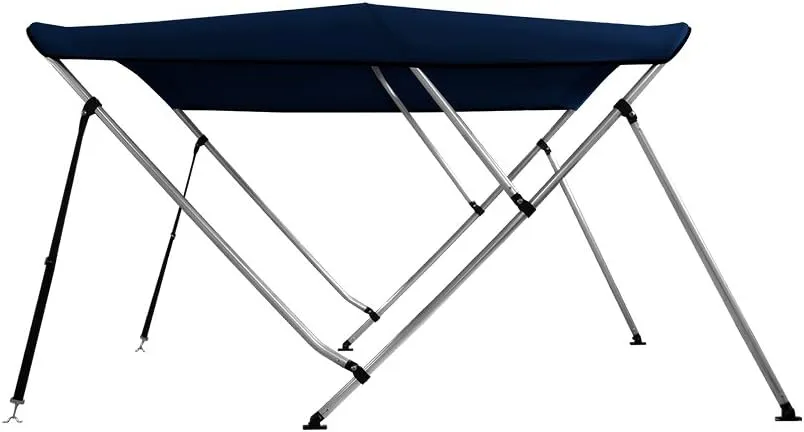 MSC 3 Bow 4 Bow Bimini Top Boat Cover,600D Solution Dyed Polyester,2 Support Poles& 4 Adjustable Straps Included