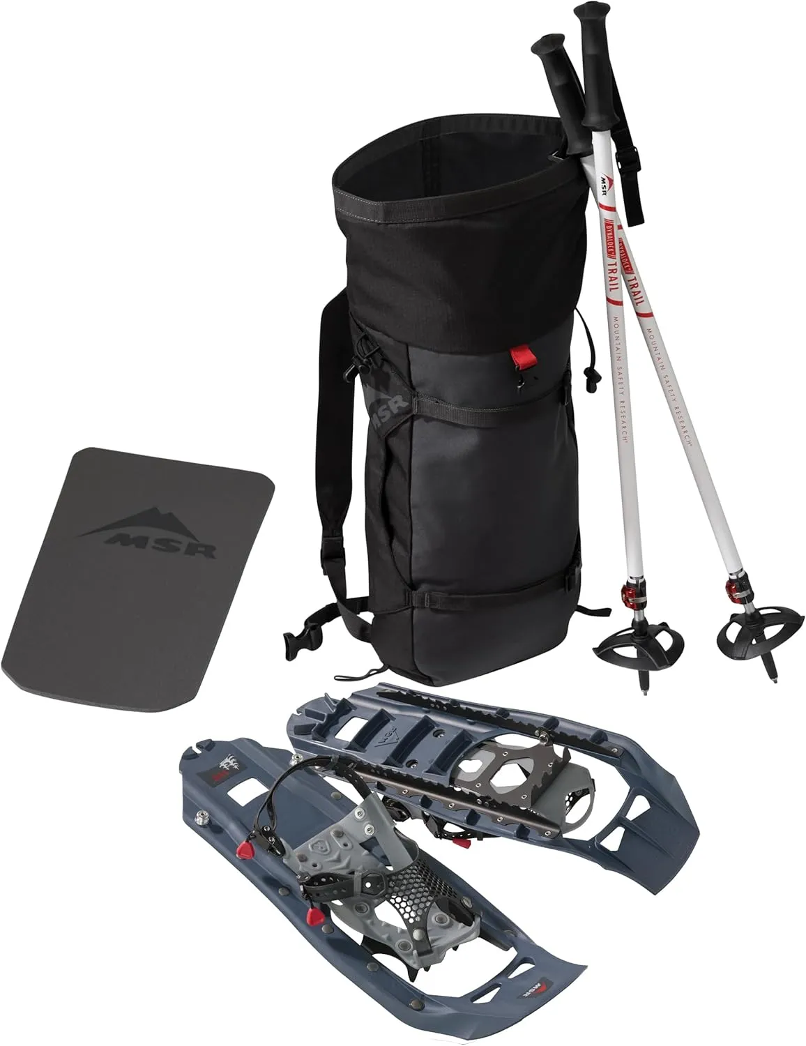 MSR Evo Trail Snowshoe Kit with Trekking Poles and Seat-Cushion Backpack