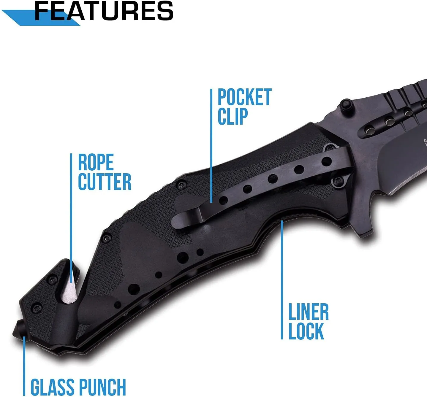 MTech USA MT-A845BK SPRING ASSISTED KNIFE, 5" Closed, Black Blade