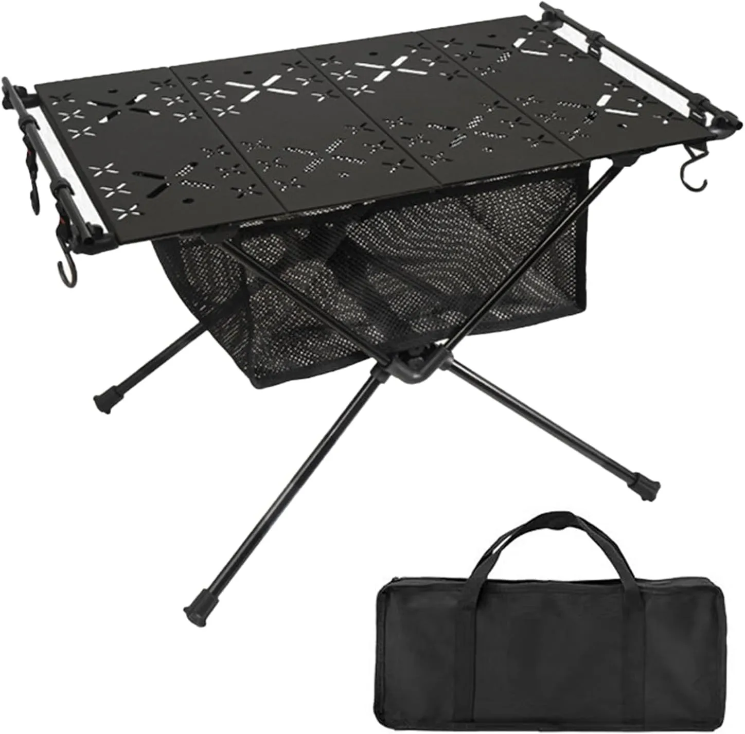 Multi-Functional Camping Table Aluminum Alloy Folding Table for Camping Picnics Bbqs Portable Stable Outdoor Table with 20kg Load Capacity Black A