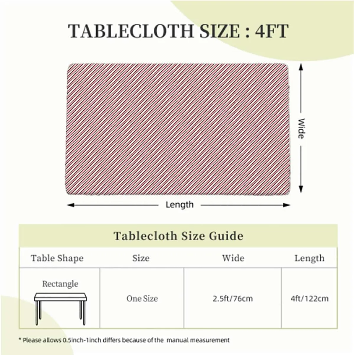 Multicolor Folding Table Cover Bicolor Stripes Medieval Contrast Fitted Tablecloth Elastic Edge Table Cloth for Party Dining Home Picnic Harbour Stripe Fits up 4 Foot Tables