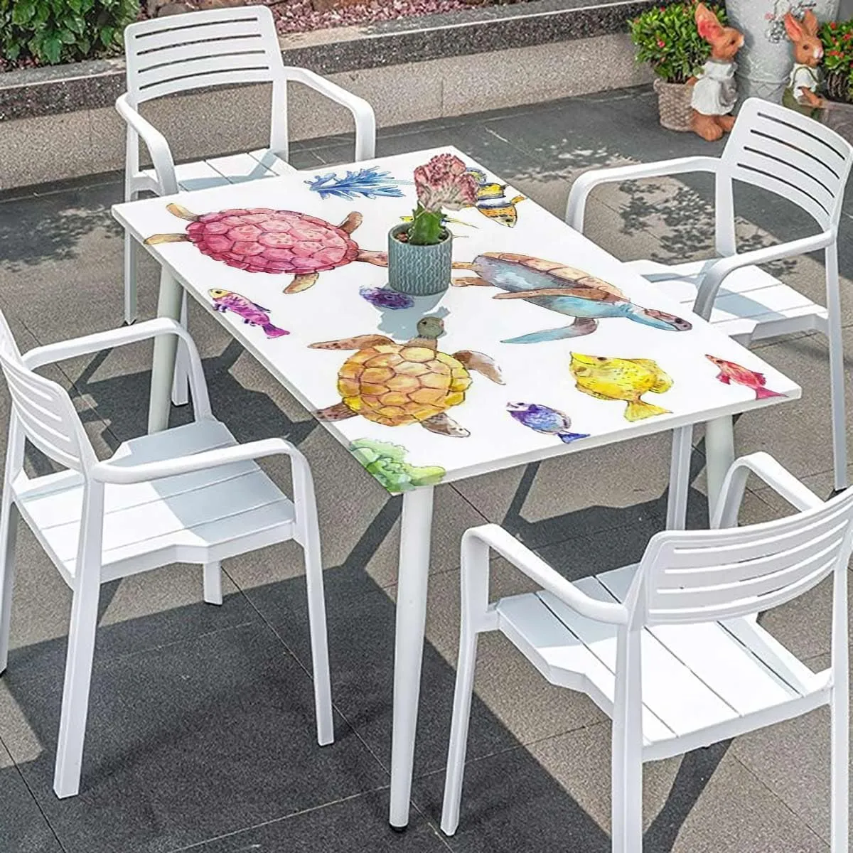 Multicolor Folding Table Cover Swimming Ocean Cartoon Folding Table Cover Rectangle Polyester ?Tablecloth for Picnic Party Animal Fits up 5 Foot Tables