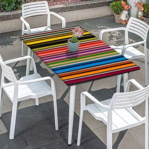 Multicolor Tablecloth for Folding Table Colored Stripes Vertical Pattern Modern Waterproof Table Cloths for Kitchen Holiday Party Outdoor Picnic Abstract Fits up 5 Foot Tables