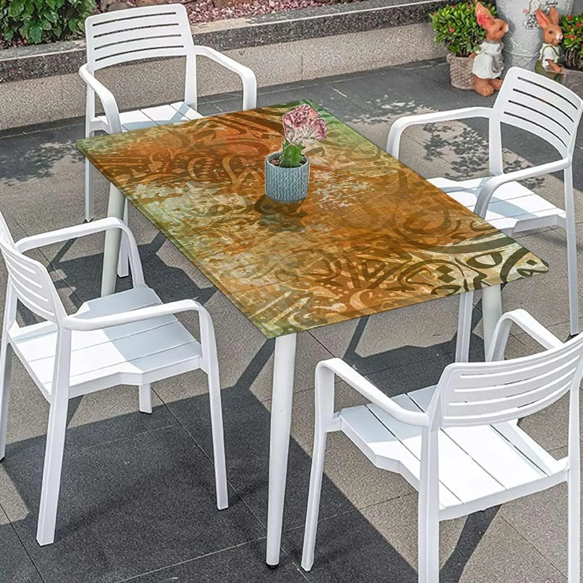 Multicolor Tablecloth for Folding Table Contemporary Style Spotted Abstract Elastic Oilproof Waterproof Tablecloth Colorful Funky Fits up 4 Foot Tables