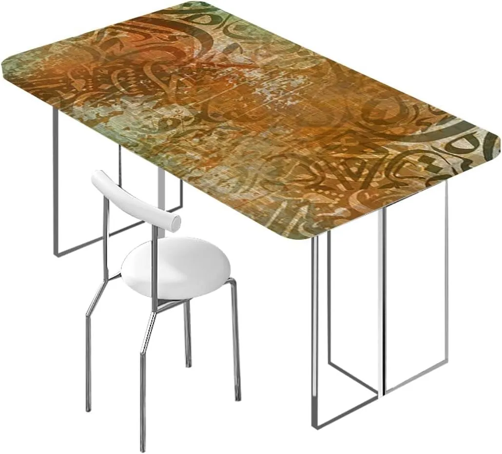 Multicolor Tablecloth for Folding Table Contemporary Style Spotted Abstract Elastic Oilproof Waterproof Tablecloth Colorful Funky Fits up 4 Foot Tables