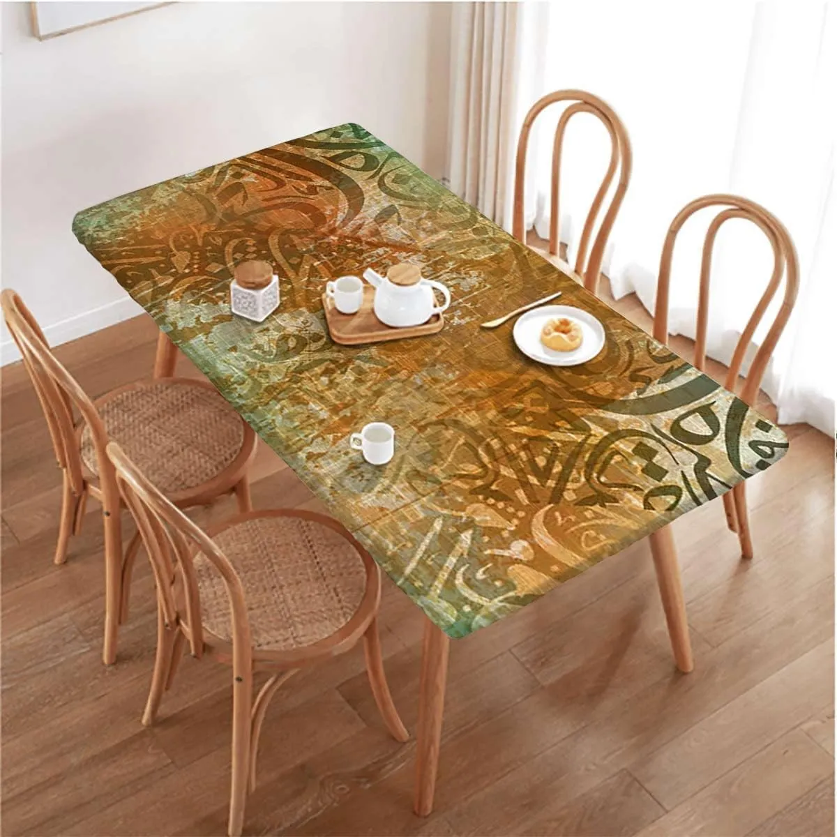 Multicolor Tablecloth for Folding Table Contemporary Style Spotted Abstract Elastic Oilproof Waterproof Tablecloth Colorful Funky Fits up 4 Foot Tables