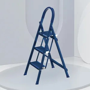 Multifunctional Thickened Aluminum Alloy Anti-Skid Pedal Ladder Indoor Folding Herringbone Ladder, 3-Step ladder/4-step Ladder (Color : Blue Color, Size : 3 Step Ladder)