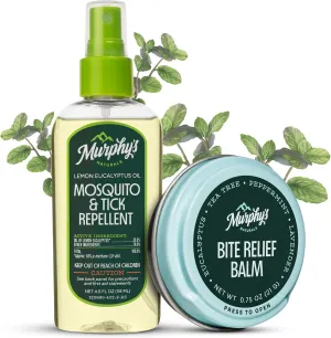 Murphy's Naturals Bite Relief Balm 0.75oz Tin   Mosquito & Tick Repellent Spray 4oz Bundle, DEET-Free