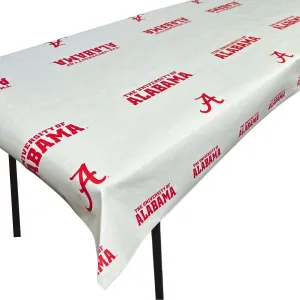 N. F. String & Son, Inc. NCAA University of Alabama Paper Table Covers, Value Pack, 4 Table Covers, 40in. Wide x 9ft. Long, White Kraft Paper (Alabama Crimson)