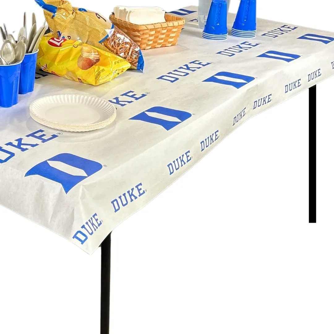 N. F. String & Son NCAA Duke University Table Covers, Value Pack, 4 Table Covers, 40in. Wide x 9ft. Long, White Kraft Paper (Duke Blue)