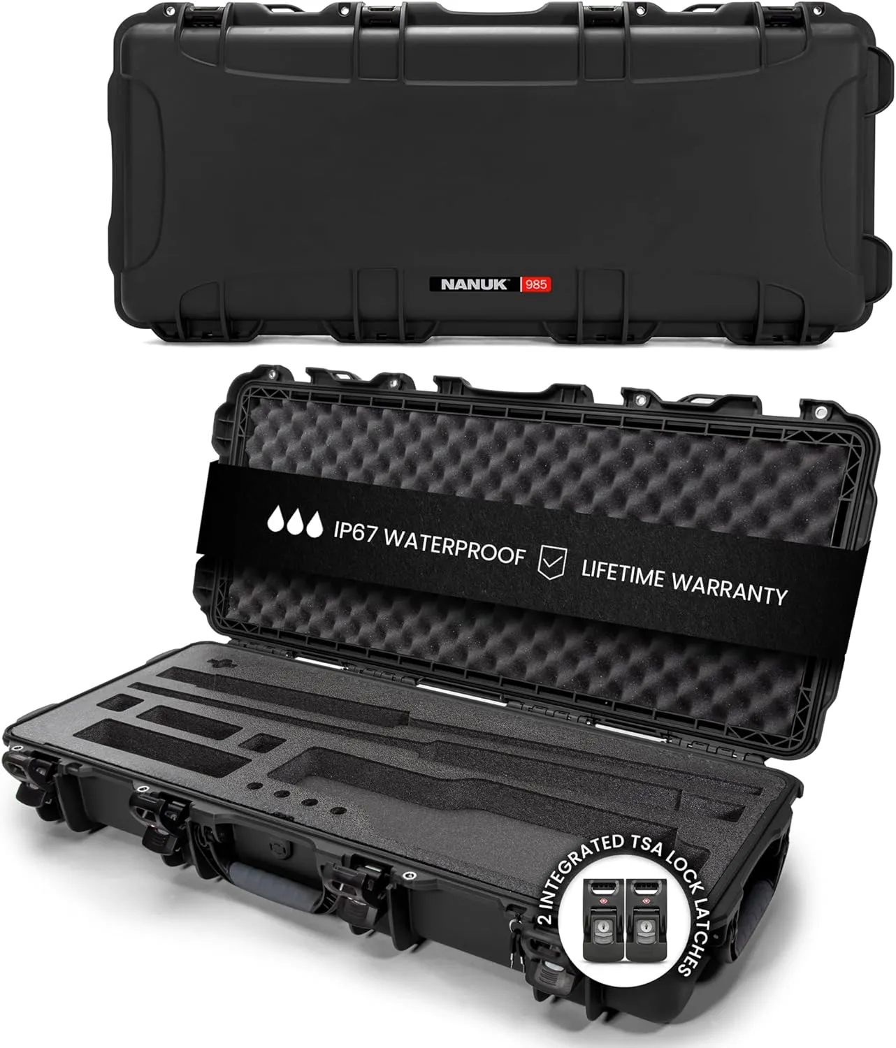 NANUK 985 Hard Firearm Case with Wheels & Custom Foam Insert for Long Firearm Case - IP67 Waterproof Firearms Storage, Made in North America – (39.7” x 17.3” x 6.6”)