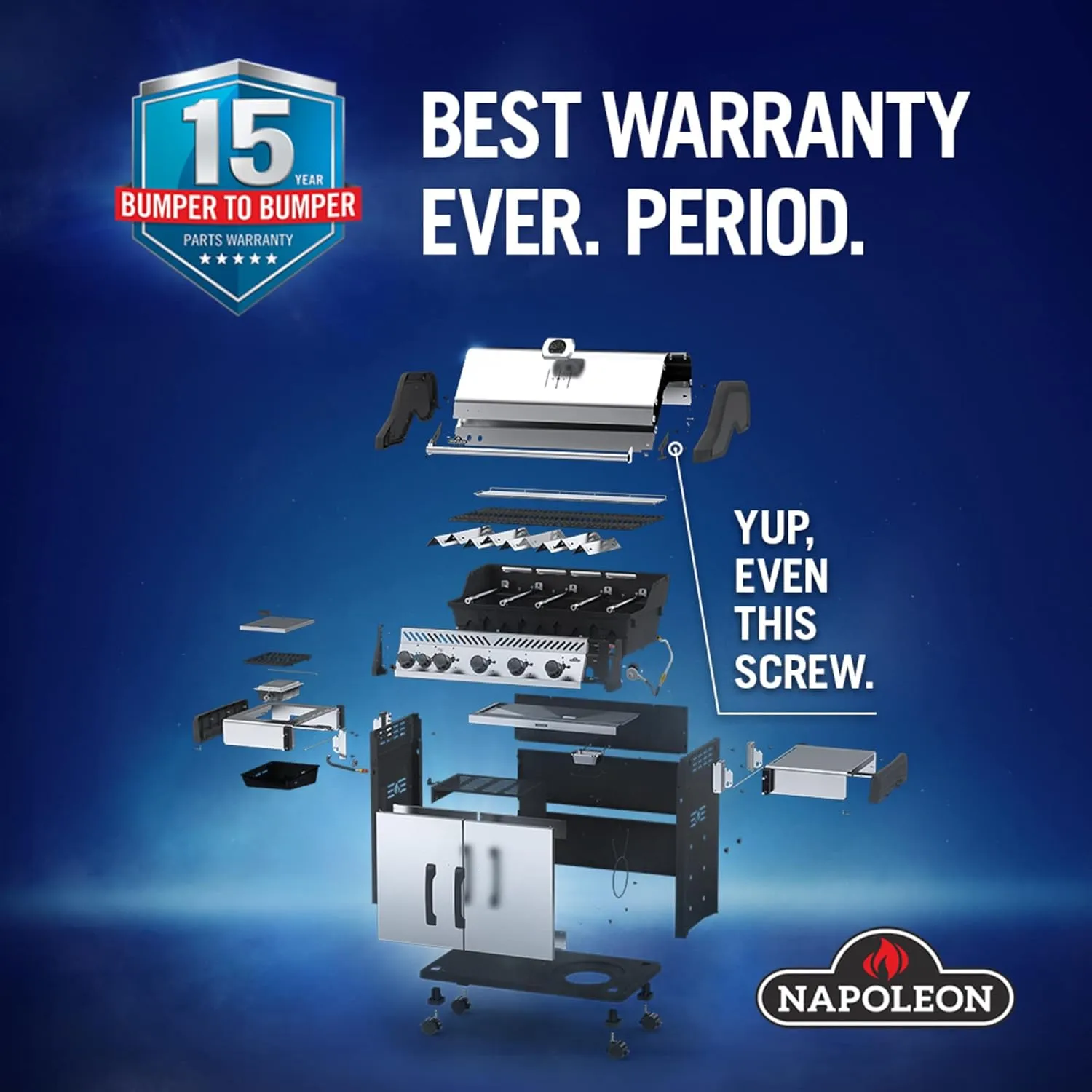 Napoleon Rogue 425 Natural Gas Grill with Range Side Burner, Black, 3 Stainless Steel Main Burners, Durable Heat Control