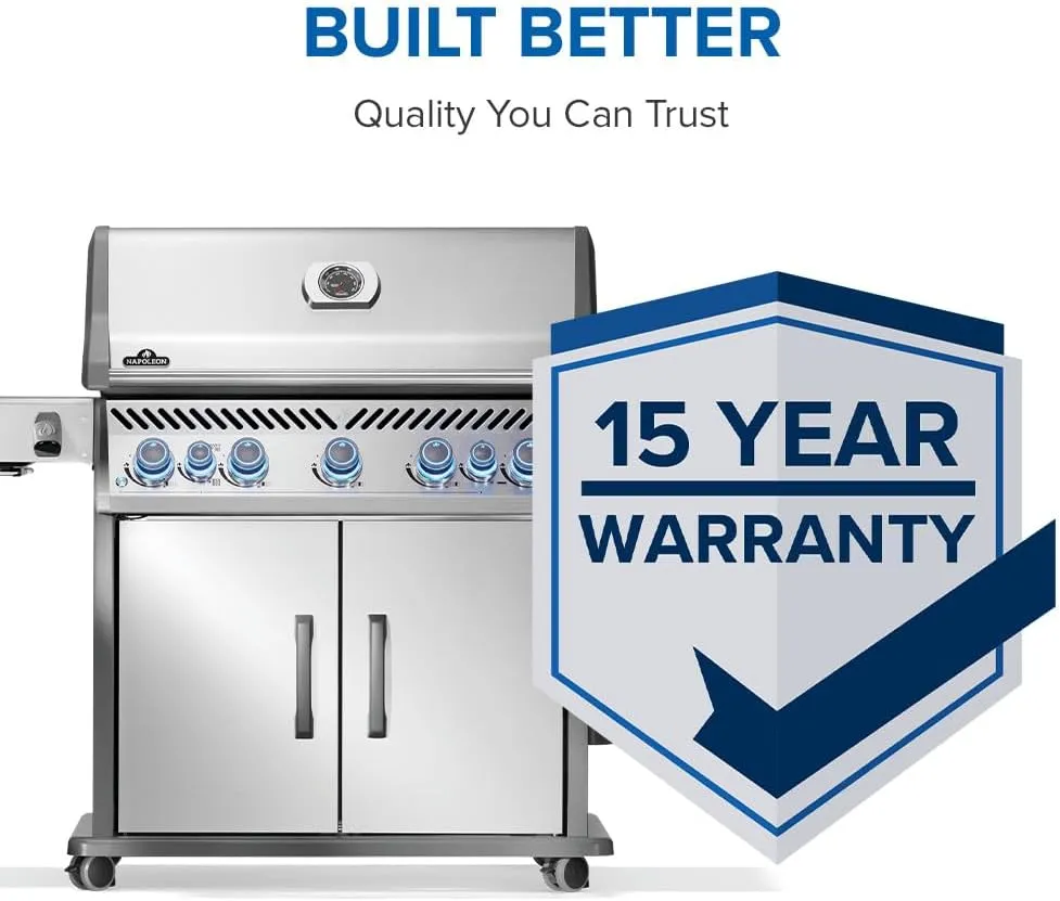 Napoleon Rogue PRO-S 625 Natural Gas Grill with Infrared Side and Rear Burners, Stainless Steel, Durable 7-Burner Outdoor BBQ