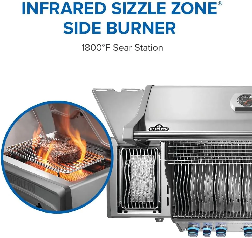 Napoleon Rogue PRO-S 625 Natural Gas Grill with Infrared Side and Rear Burners, Stainless Steel, Durable 7-Burner Outdoor BBQ