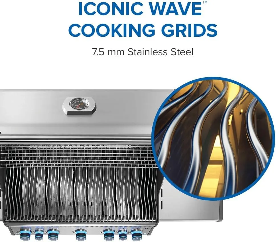 Napoleon Rogue PRO-S 625 Natural Gas Grill with Infrared Side and Rear Burners, Stainless Steel, Durable 7-Burner Outdoor BBQ