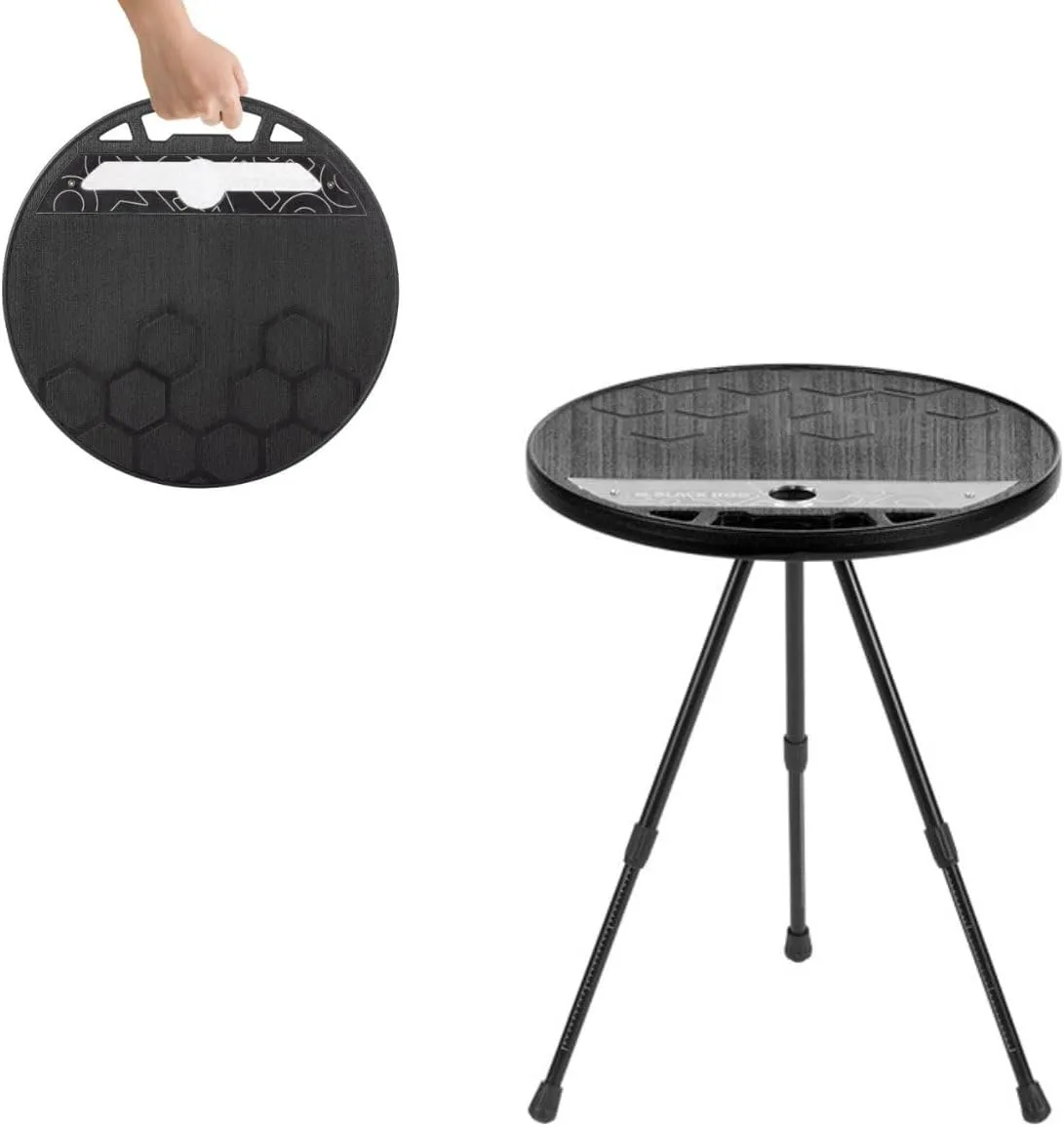 Naturehike Blackdog Round Side Table With Aluminum Table Legs,Height Adjustable Camping Folding Table, Ultralight &Portable Round Table Perfect for Outdoor Picnics, Beach, Camping, Standard
