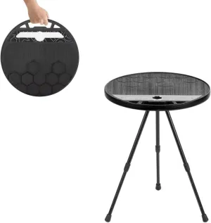 Naturehike Blackdog Round Side Table With Aluminum Table Legs,Height Adjustable Camping Folding Table, Ultralight &Portable Round Table Perfect for Outdoor Picnics, Beach, Camping, Standard