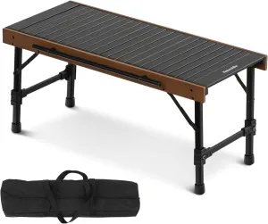 Naturehike IGT Camping Table, Fold up Lightweight, Aluminum Alloy Wood, 4-6 Person Portable Table with Carry Bag for Outdoor, Folding Square Table, Picnic Backyards BBQ Camp Kitchen