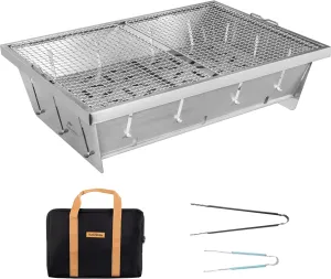 Naturehike Large Size Camping Charcoal Grill for IGT Table, Folding Barbecue Grill with Tongs & Carry Bag, Takes 2 Modules, Portable BBQ Grill for Outdoor Car Camping Cooking Tailgating