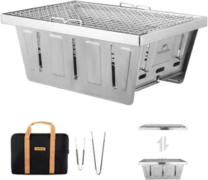 Naturehike Portable Charcoal Grill, Folding Portable BBQ Charcoal Grill Compact Mini Smoker Small BBQ Grill for Garden Backyard Party Picnic Travel Outdoor Cooking Use(Small)
