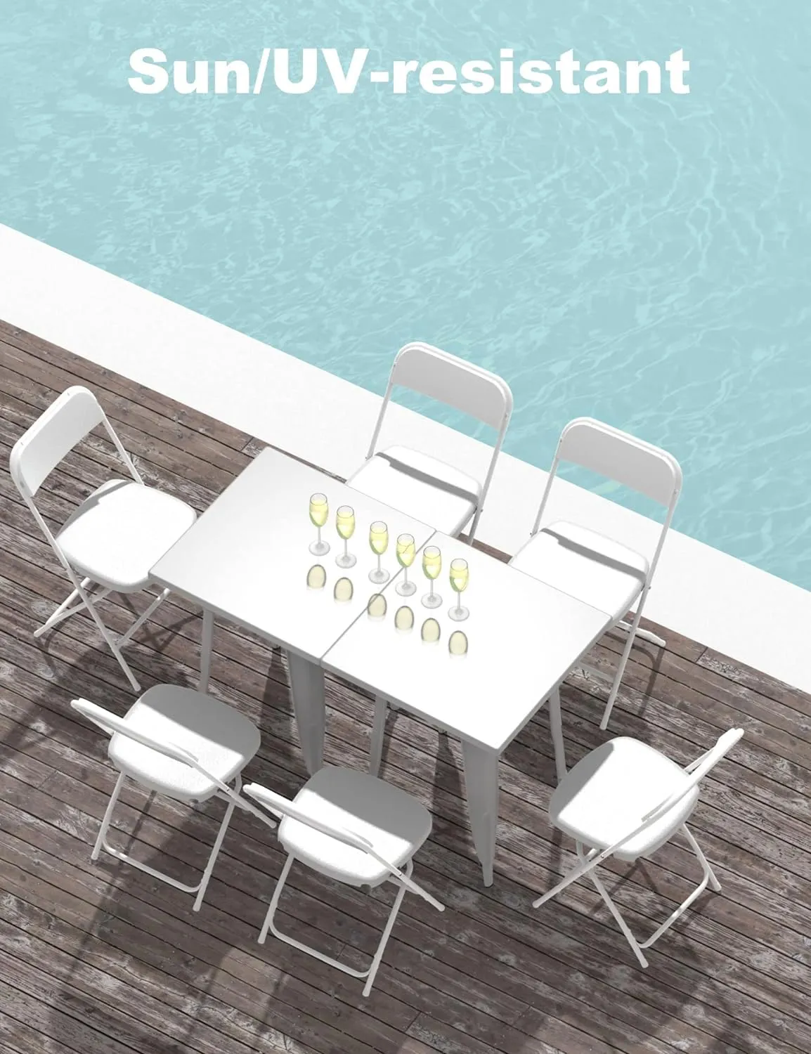Nazhura Foldable Folding Chairs Plastic Outdoor/Indoor 650LB Weight Limit (White, 20 Pack)