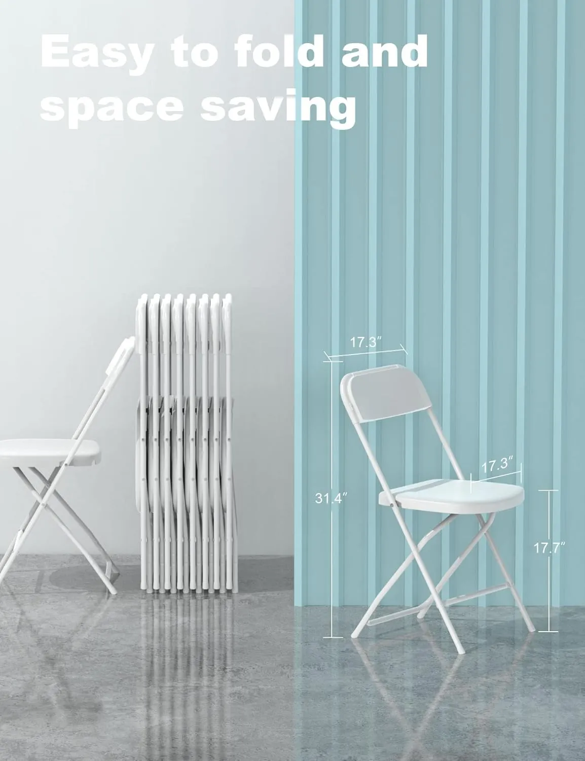 Nazhura Foldable Folding Chairs Plastic Outdoor/Indoor 650LB Weight Limit (White, 20 Pack)