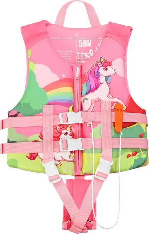 Neoprene Toddler Swim Vest for Children, Kids Swim Jacket Toddler Floaties Swimming Aid for 1-9 Years Old Boys and Girls