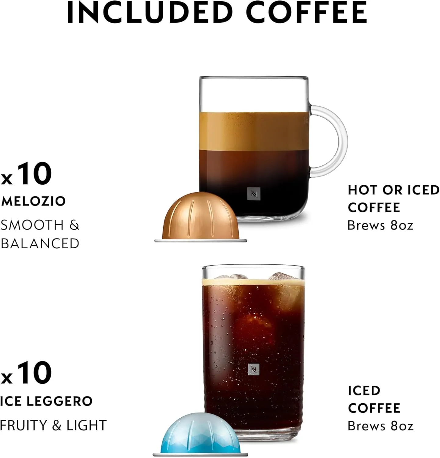 Nespresso Vertuo Pop  Cold Value Added Bundle by De'Longhi, Liquorice Black