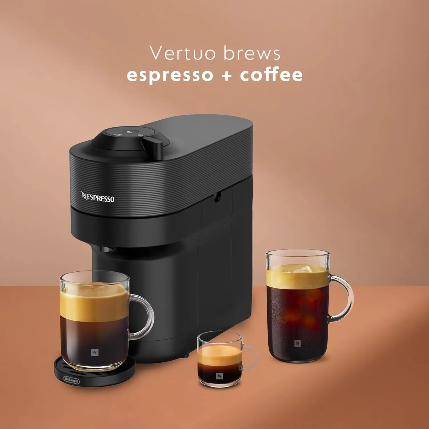 Nespresso Vertuo Pop  Cold Value Added Bundle by De'Longhi, Liquorice Black