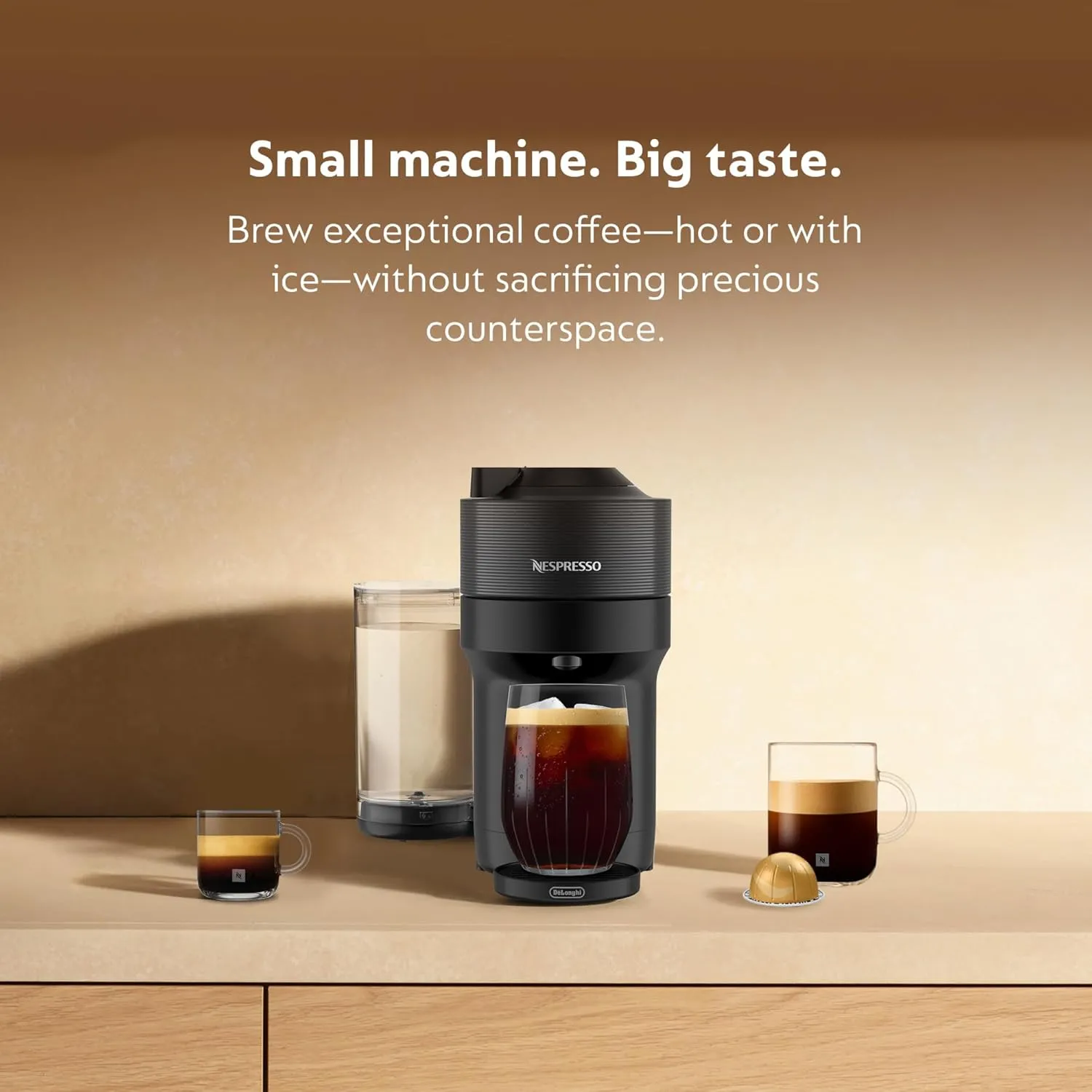 Nespresso Vertuo Pop  Cold Value Added Bundle by De'Longhi, Liquorice Black