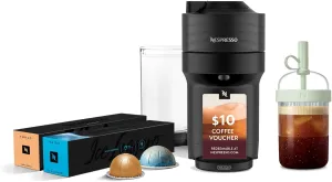 Nespresso Vertuo Pop  Cold Value Added Bundle by De'Longhi, Liquorice Black