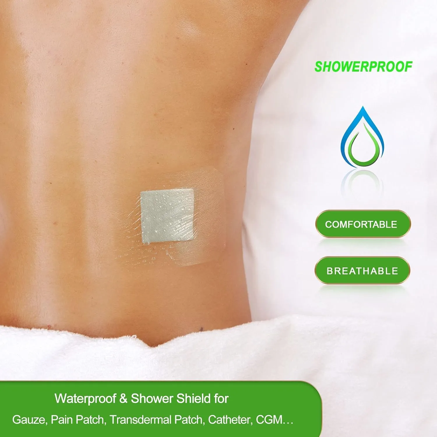 NeuHeils Transparent Film Dressing 4''x4.75'', 50 Packs, Large Waterproof Wound Cover Bandage, Post Surgical Shower or IV Shield, Tattoo Aftercare Bandage, Adhesive Patch 4 x 4 3/4 Inch
