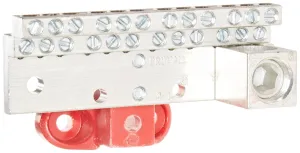 Neutral Bar and Neutral Assembly, 225A Neutral Bar with Mounting Base, (24) 4-14 AWG Wire Range, 600VAC Voltage, 350 MCM - 6 Lug Size, 2.250" Width, 2.750" Height, 4.321" Length