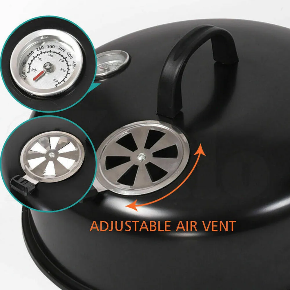 NEW 3in1 Portable Charcoal Vertical Smoker BBQ Roaster Grill Steel Water Steamer