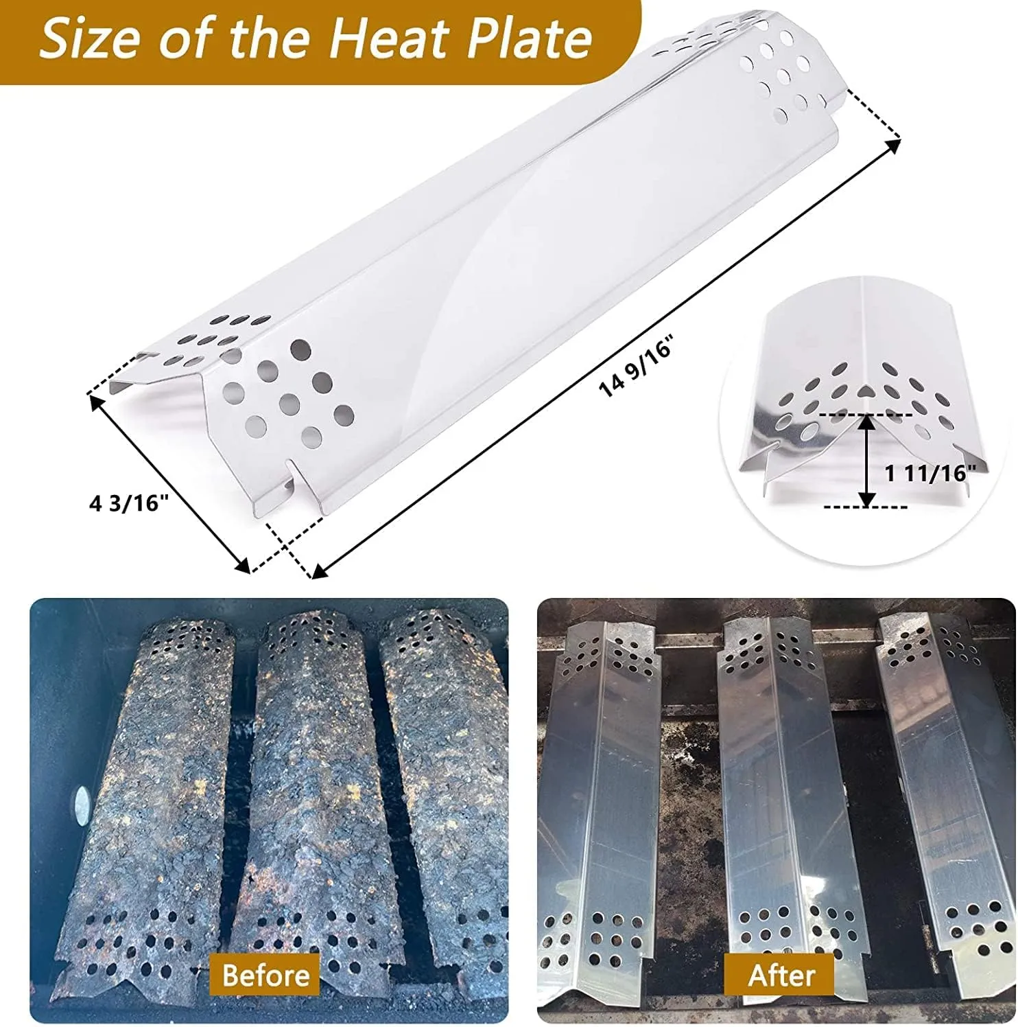 Nexgrill Grill Replacement Parts for 4 Burner 720-0830H, 720-0888, 720-0888N - Burner Tubes, Heat Shield Tent Plates, Igniters Kit for Home Depot 720-0830H