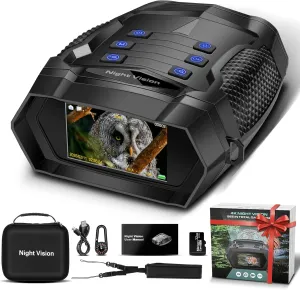 Night Vision Goggles & 4K Night Vision Binoculars with 3'' HD Color Display, 5000mAh Fast-Charge Battery & 32GB Storage, 3W 850nm IR Spotlight   Backlit Controls for Hunting/Camping