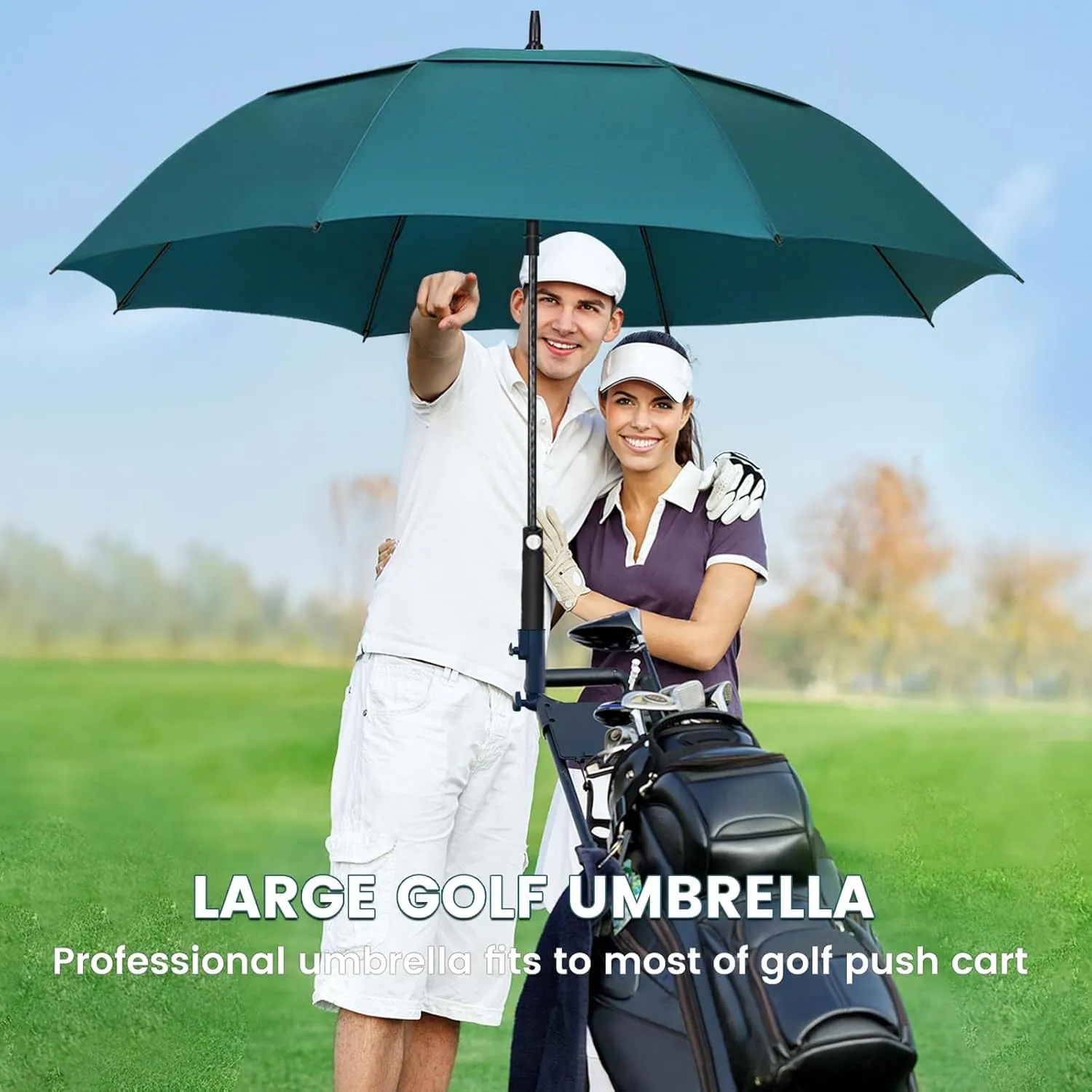 NINEMAX Golf Umbrella 51/54/62/68 Inch Automatic Open, Large Double Canopy Vented Oversize Stick Umbrellas Extra Large Windproof Waterproof for Rain