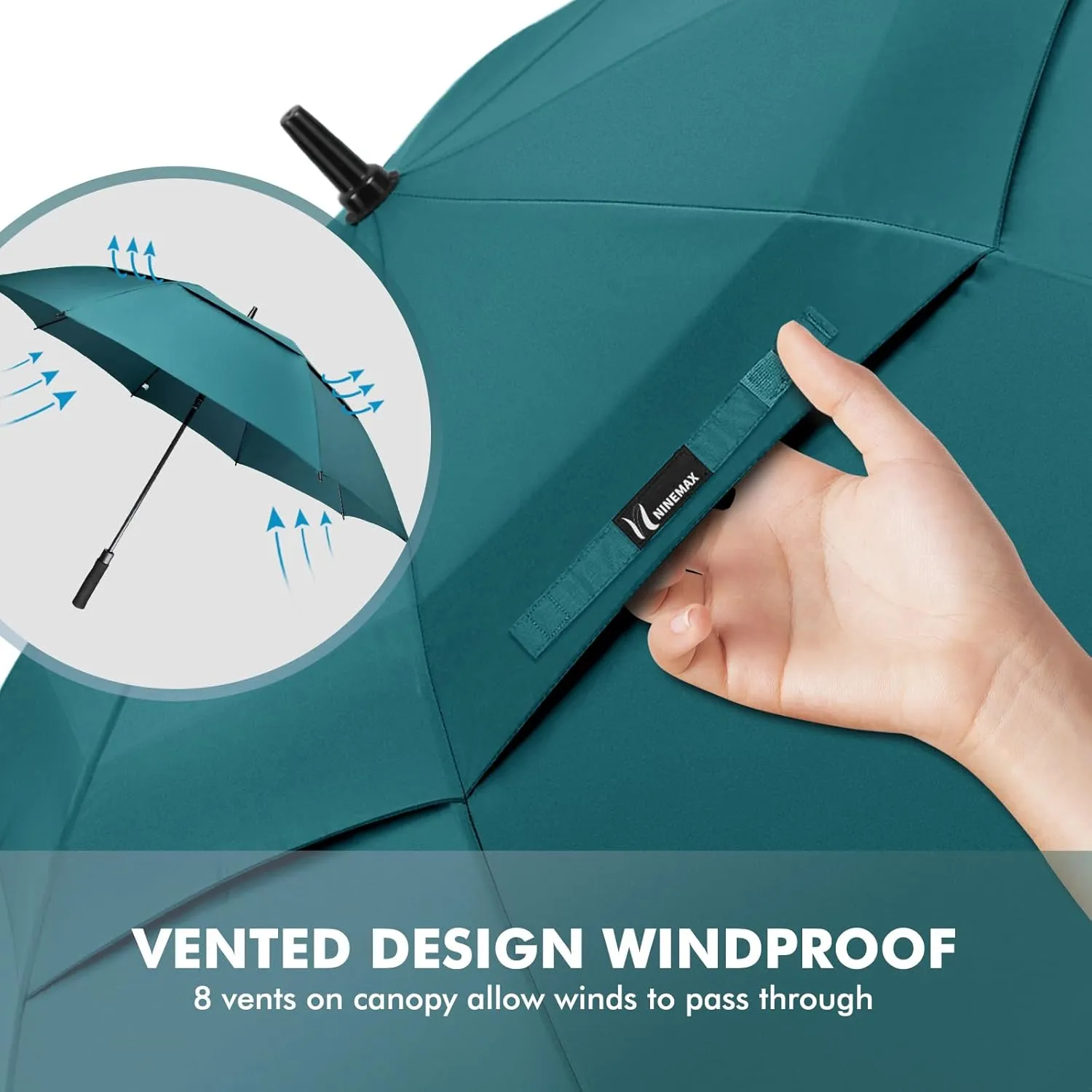 NINEMAX Golf Umbrella 51/54/62/68 Inch Automatic Open, Large Double Canopy Vented Oversize Stick Umbrellas Extra Large Windproof Waterproof for Rain