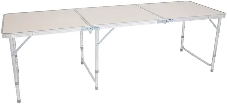 NOLLAM Camping Folding Table, Adjustable Height Foldable Table Lightweight Portable Small Folding Camp Tables with Aluminum Alloy Frame, Suit for Outdoor Camp Picnic Beach BBQ Cooking, White
