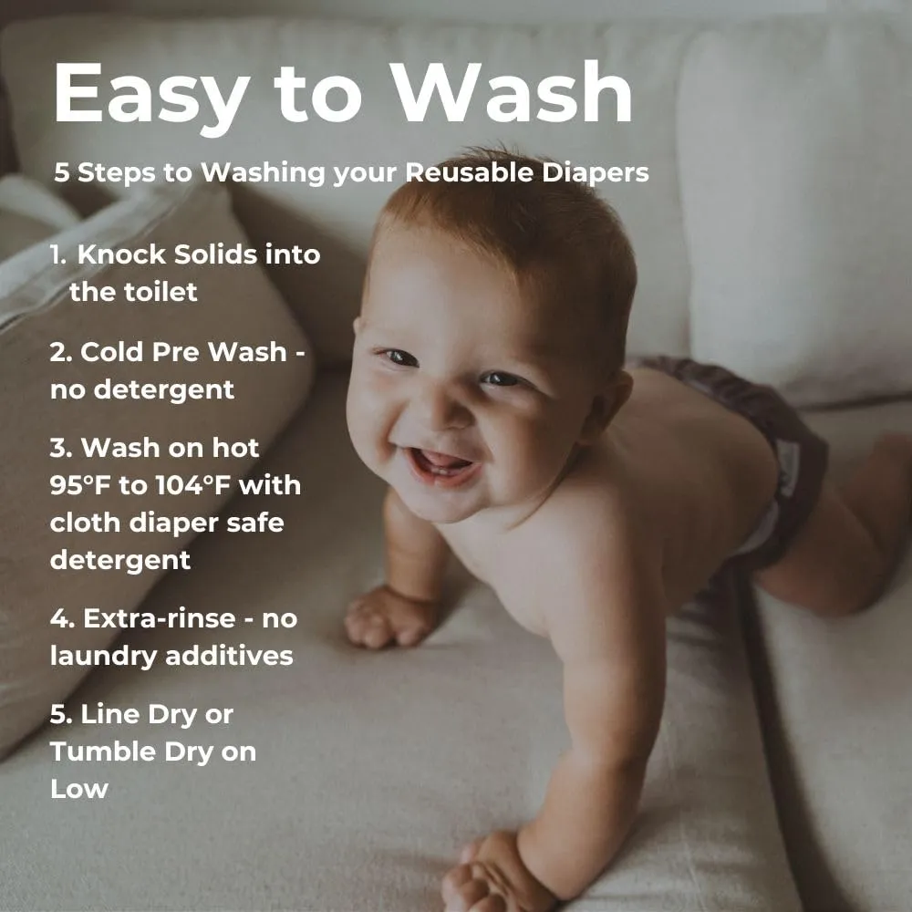 Nora's Nursery Cloth Diapers 7 Pack with 7 Inserts & 1 Wet Bag - Waterproof Cover, Washable, Reusable & One Size Adjustable Pocket Diapers for Newborns and Toddlers - Dahlia