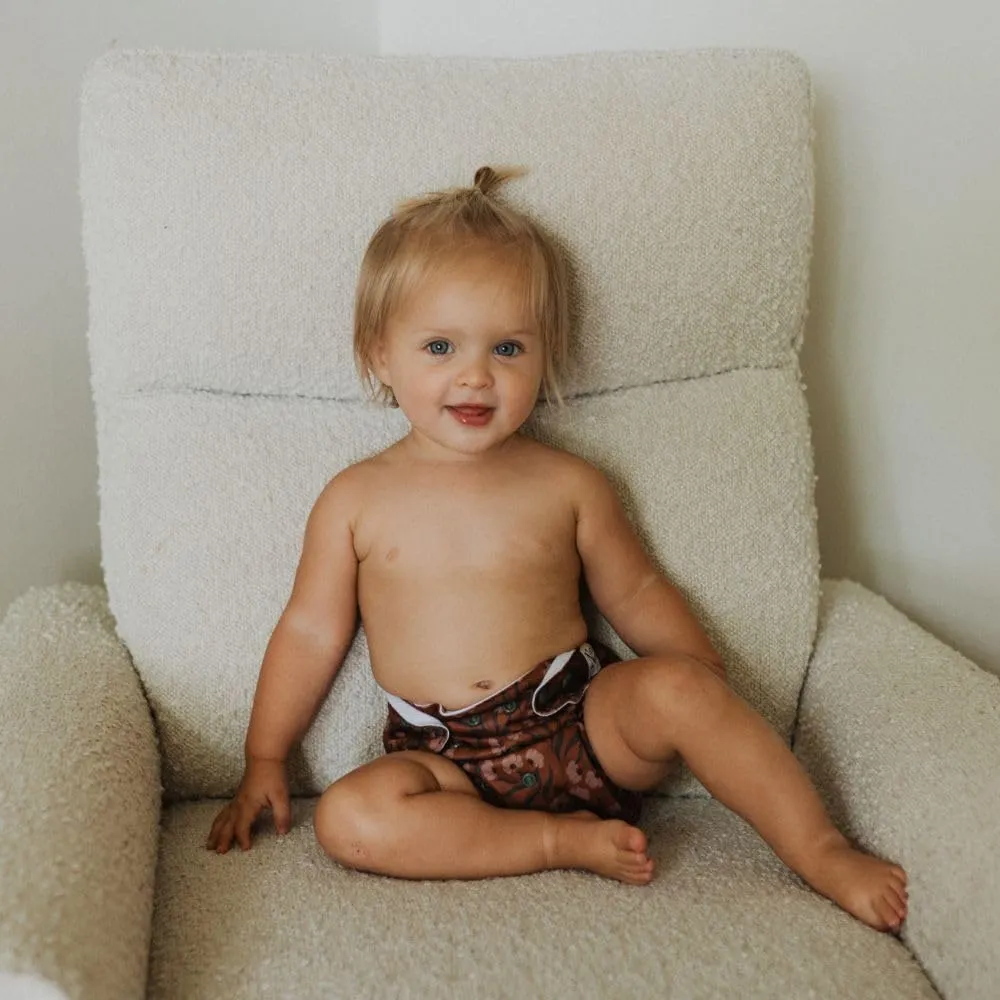 Nora's Nursery Cloth Diapers 7 Pack with 7 Inserts & 1 Wet Bag - Waterproof Cover, Washable, Reusable & One Size Adjustable Pocket Diapers for Newborns and Toddlers - Dahlia