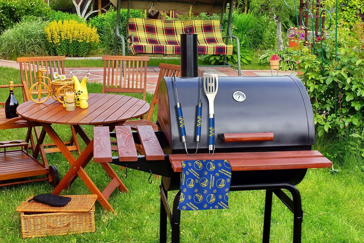 NORTHWEST NBA 3 Piece BBQ Grill Set - Spatula, Tongs and Towel, Scatter Print